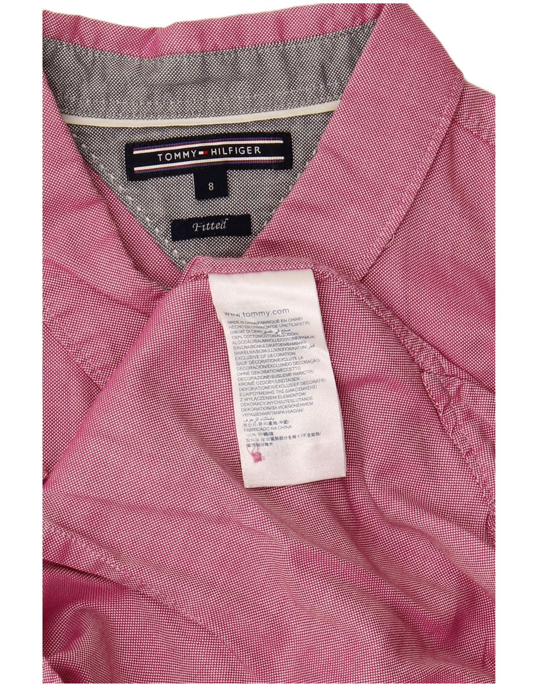 TOMMY HILFIGER Womens Fitted Shirt US 8 Medium Pink Cotton