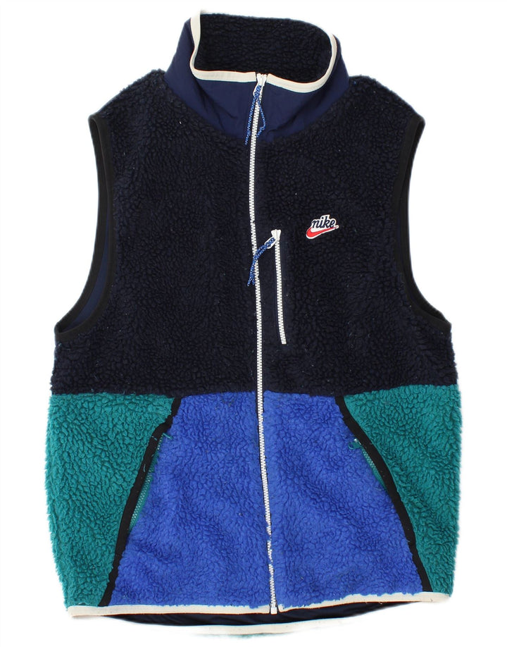 Męska kamizelka polarowa NIKE UK 36, mała, granatowa, z blokami kolorów, poliestrowa, sportowa