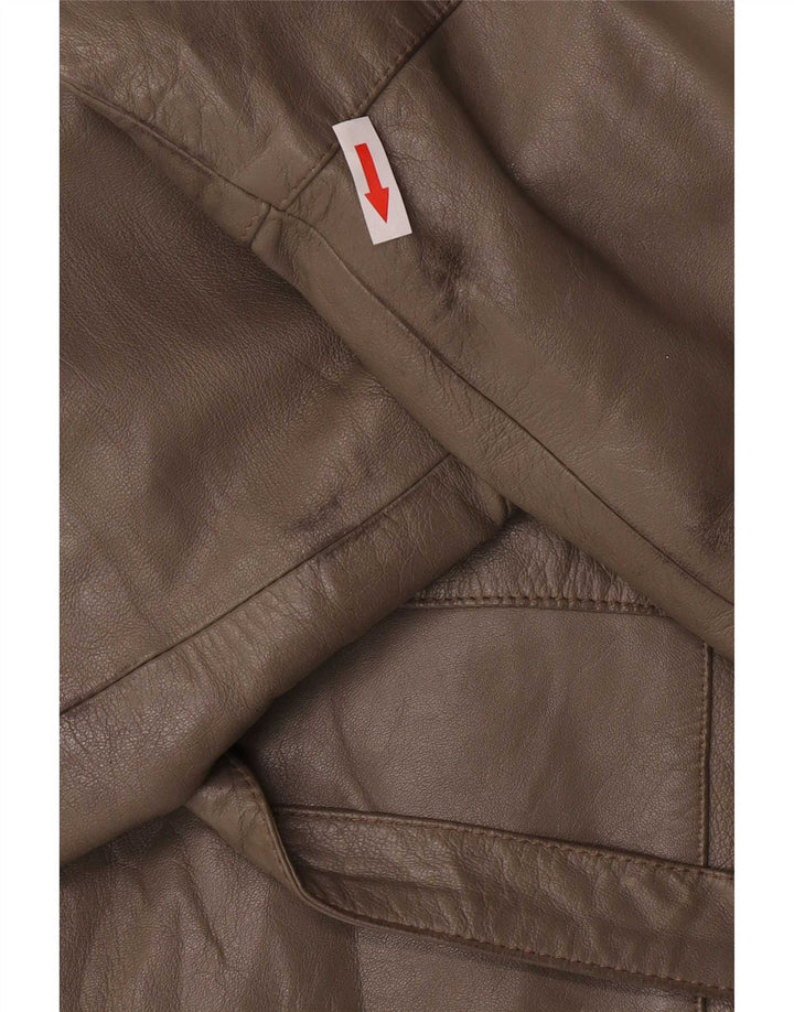 Kurtka damska w stylu vintage o regularnym kroju IT 46, duża, szara, skórzana, klasyczna