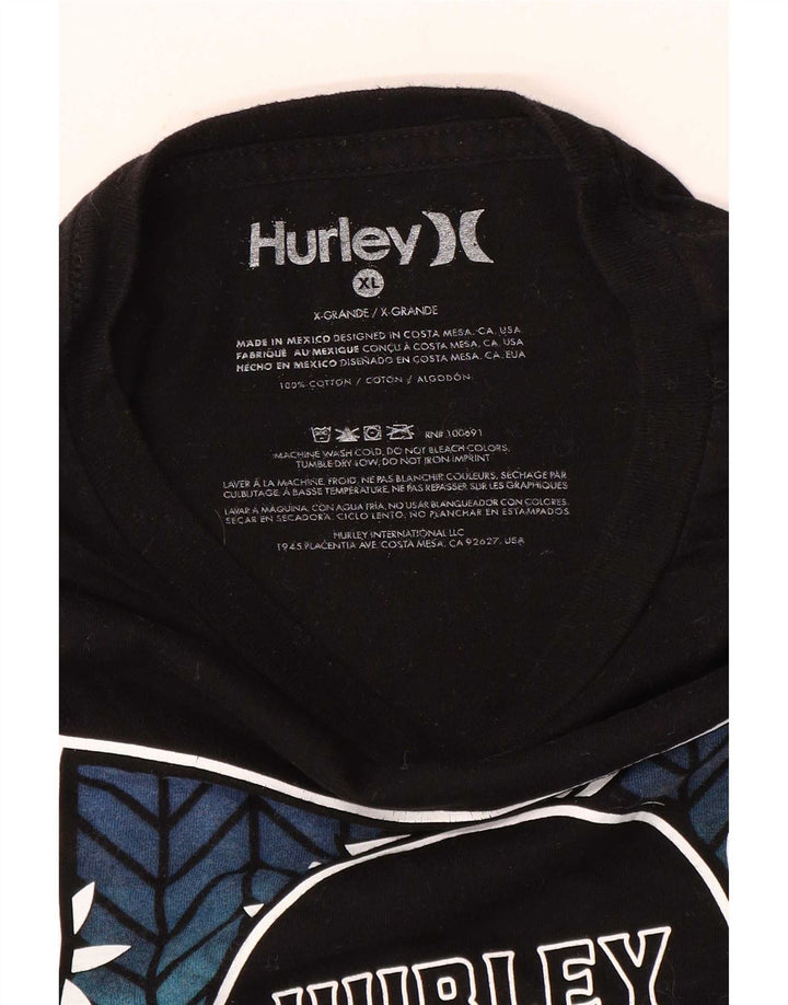 Męski T-shirt z grafiką Hurley, XL, czarny