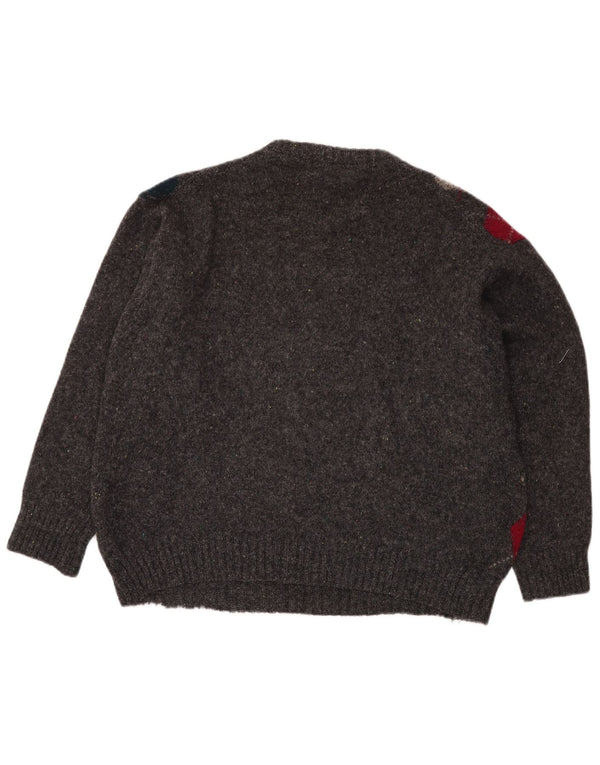 ST. BERNARD Męski sweter z okrągłym dekoltem, duży, szary Argyle/Diament