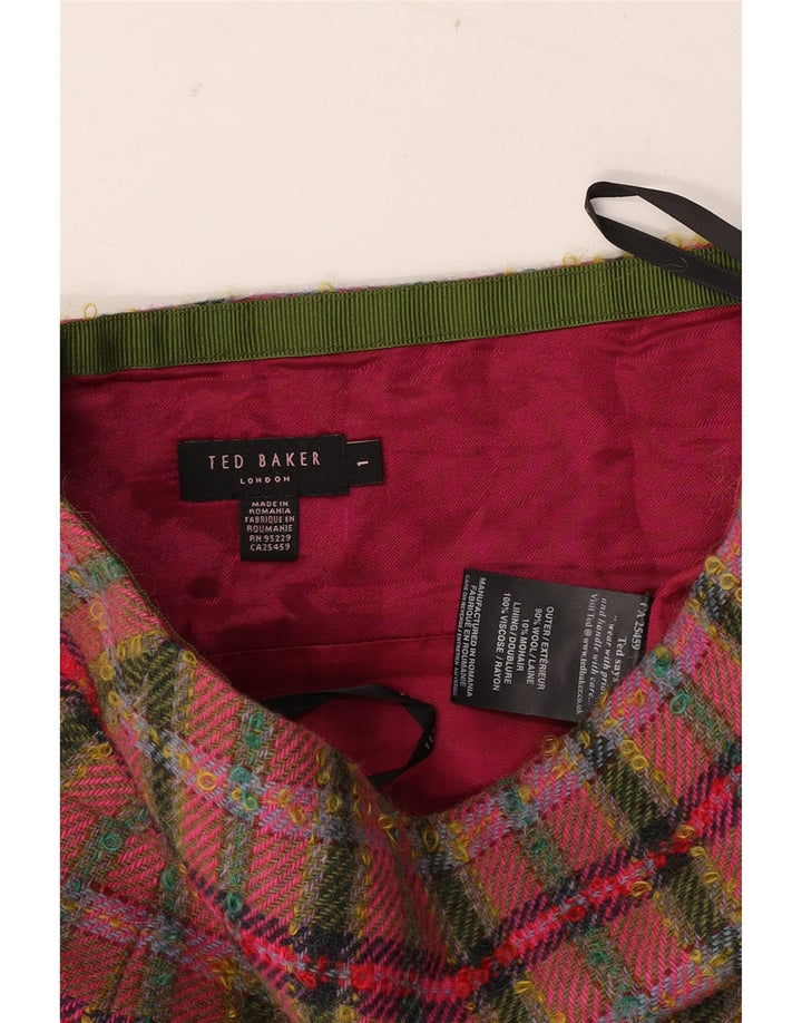 Damska spódniczka mini Ted Baker Rozmiar 1 XS W26 Kolorowa wełniana krata