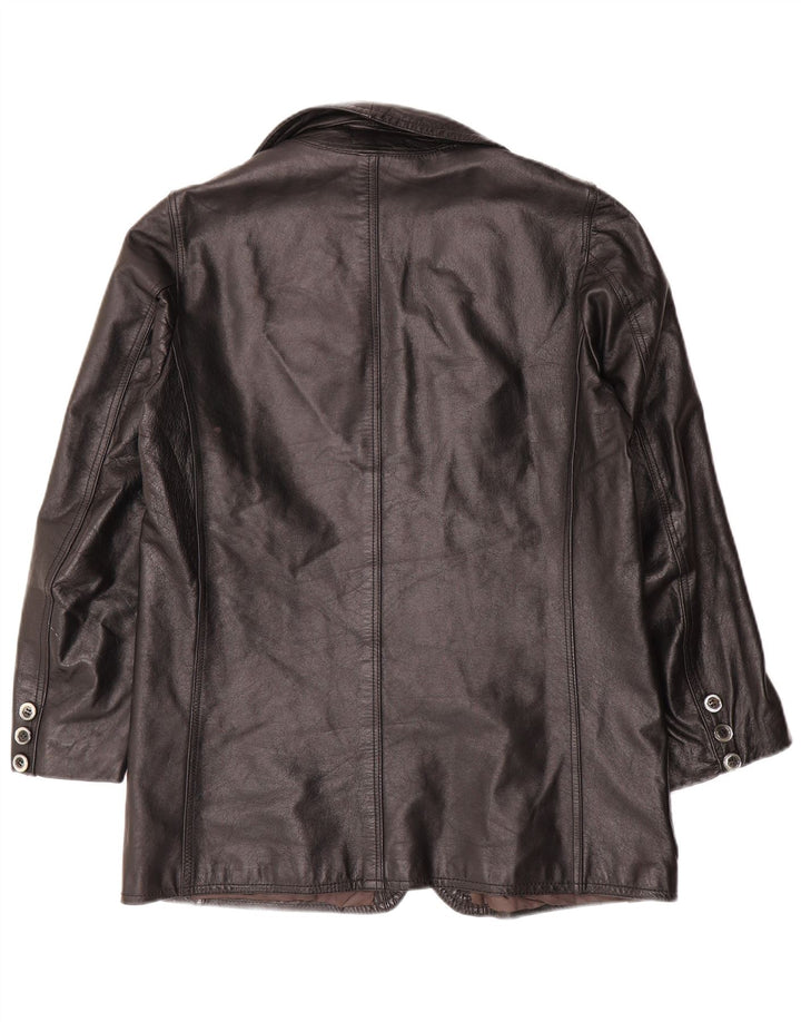 Vintage damska marynarka skórzana zapinana na 2 guziki UK 14, duża czarna