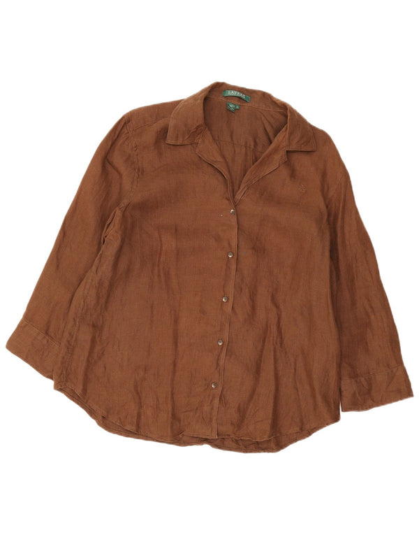 Damska koszula z rękawem 3/4 Ralph Lauren UK 18 XL, brązowa, lniana