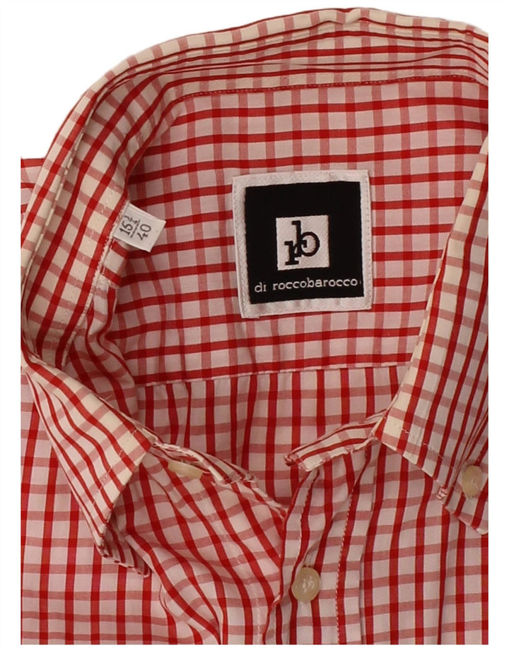 ROCCOBAROCCO Mens Shirt Size 15 1/2 40 Medium Red Check