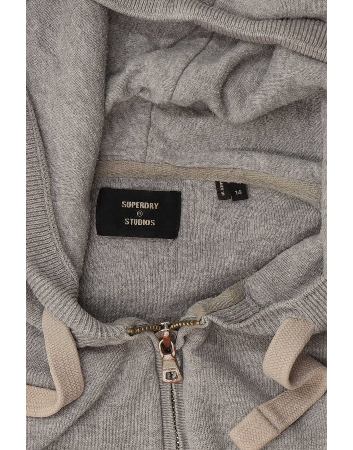 Damski sweter z kapturem i zamkiem Superdry UK 14, duży, szary