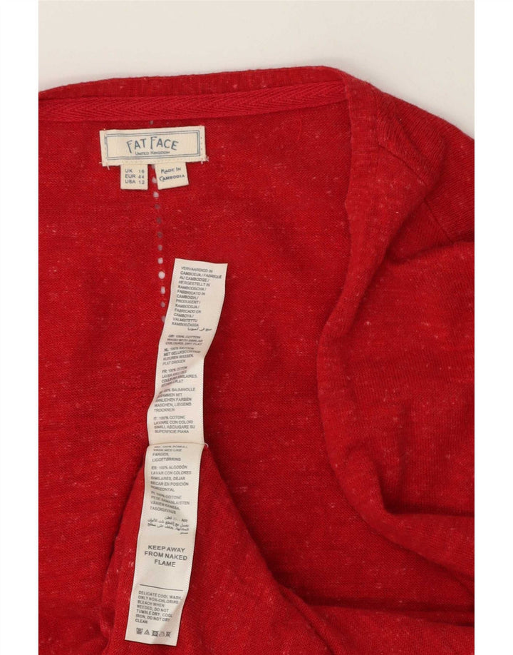 Damski sweter rozpinany Fat Face UK 16, duży, czerwony, bawełniany