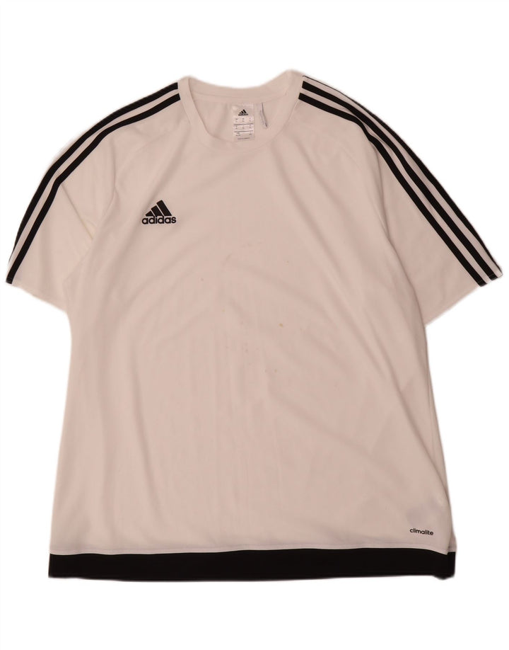 Adidas Męska koszulka Climalite Top XL Biały poliester z blokami kolorów