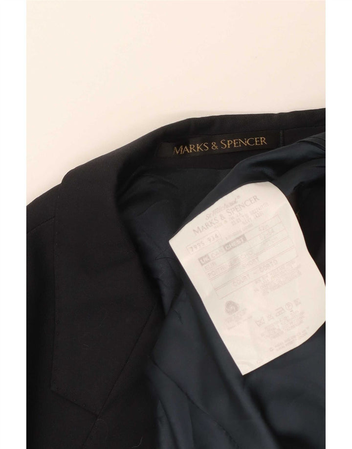 Marks & Spencer Męska krótka marynarka zapinana na 2 guziki, duża, granatowa, wełniana