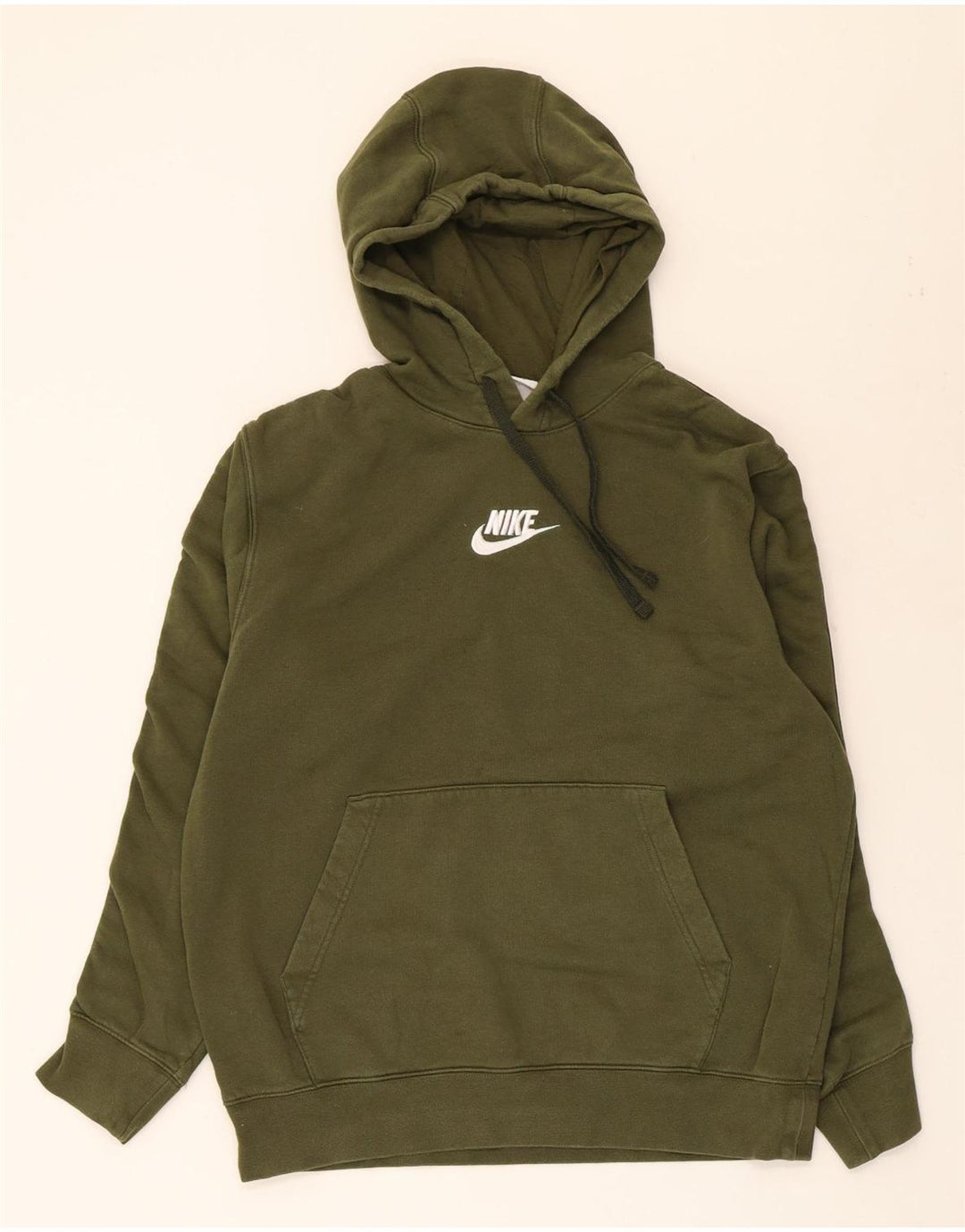 Damska bluza z kapturem NIKE z grafiką, UK 14, bawełna w kolorze średniego khaki