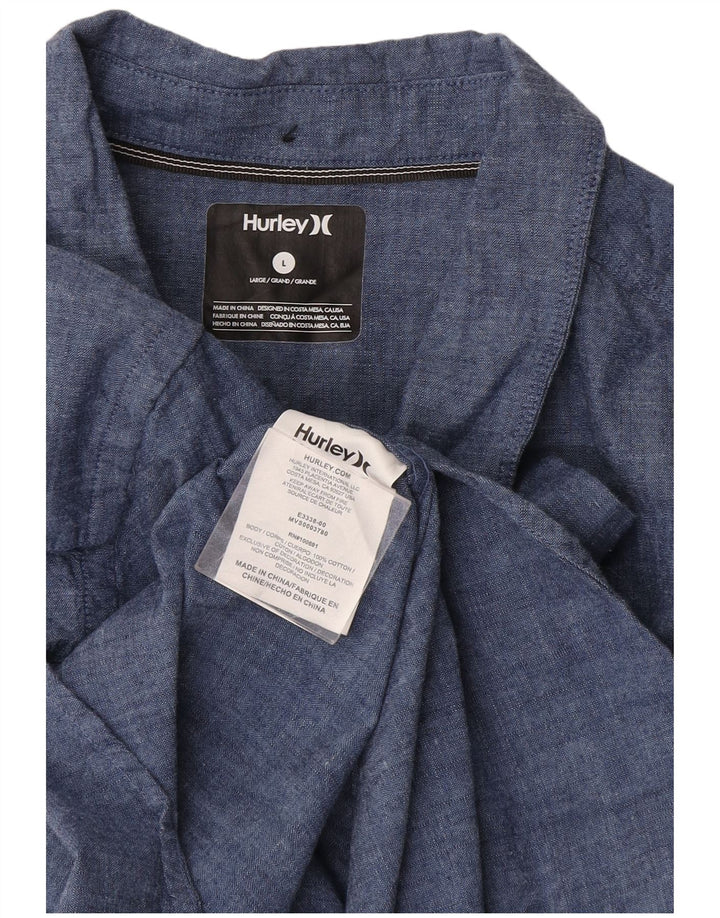 Męska koszula z krótkim rękawem Hurley, duża, niebieska, bawełniana