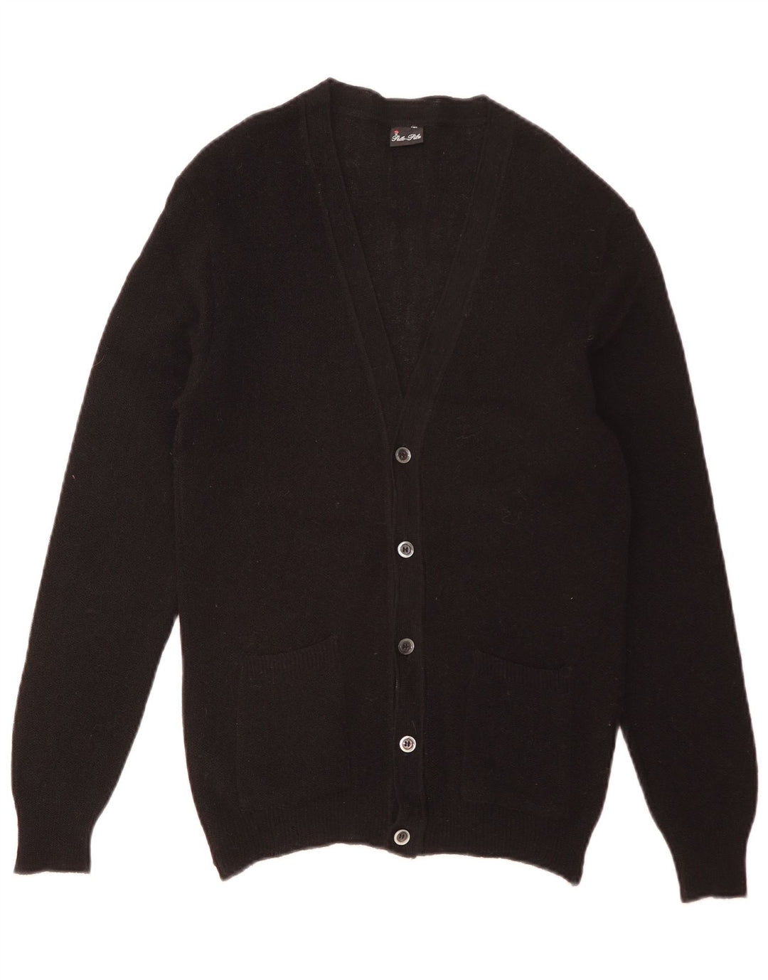 Vintage męski sweter rozpinany, mały czarny akryl