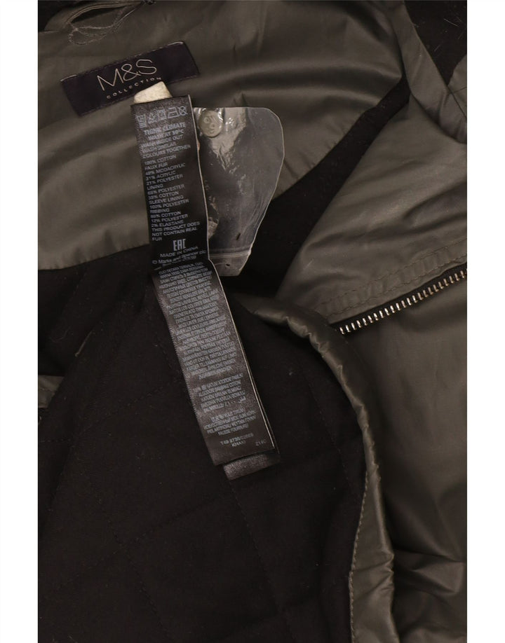 Marks & Spencer Damska kurtka parka z kapturem UK 14, duża, zielona bawełna