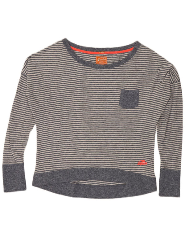Damska bluzka oversize Superdry UK 16, duże, bawełniane w niebieskie paski