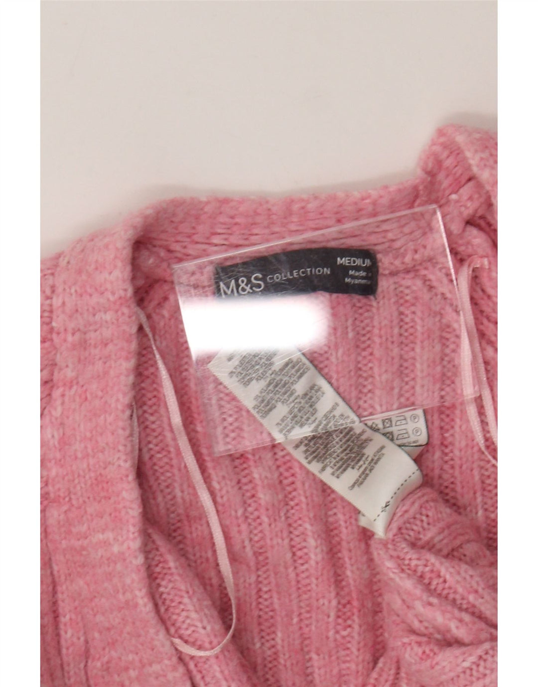 Marks & Spencer Damski sweter rozpinany UK 14 Średni różowy akryl