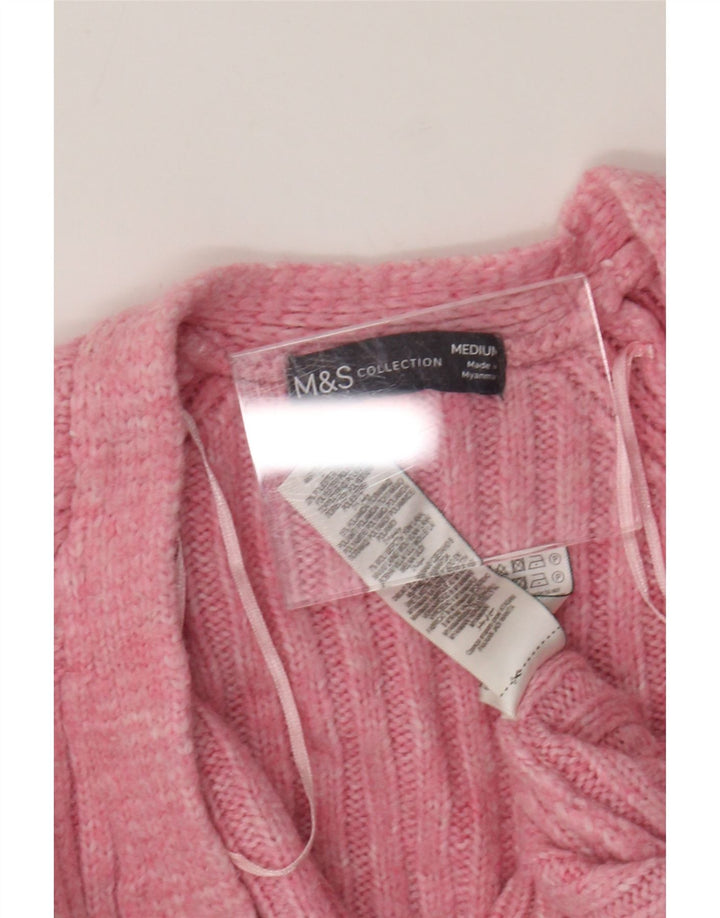 Marks & Spencer Damski sweter rozpinany UK 14 Średni różowy akryl
