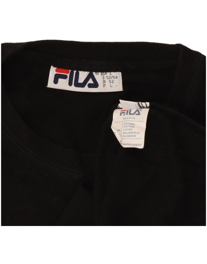 Męski T-shirt z grafiką Fila, duży, czarny, bawełniany