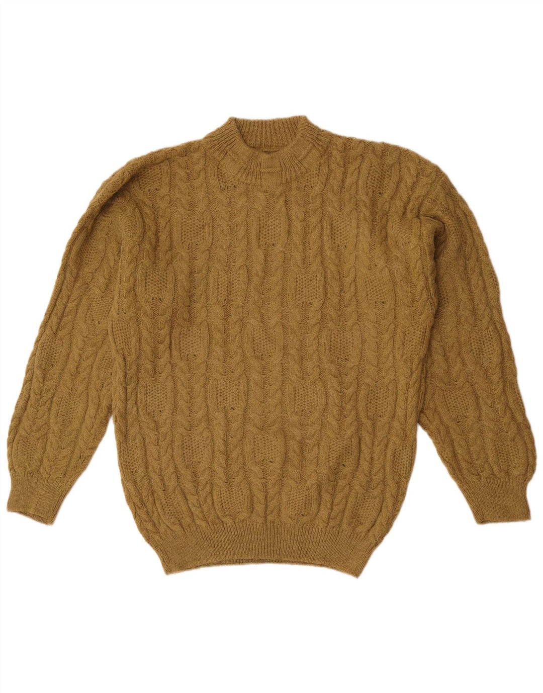 Vintage męski sweter z golfem, mała wełna khaki z alpaki