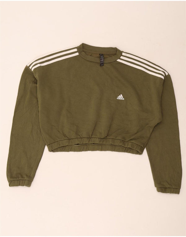 Damska bluza Adidas Crop Oversized Sweter UK 16/18 Duża bawełna khaki