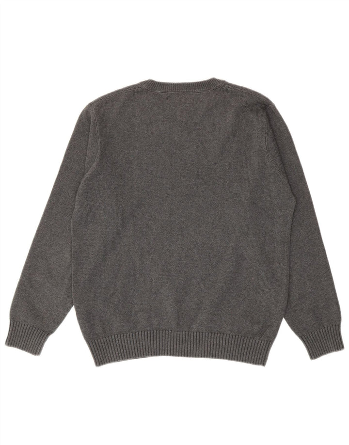 Męski sweter z okrągłym dekoltem Tommy Hilfiger, średnioszary, bawełniany