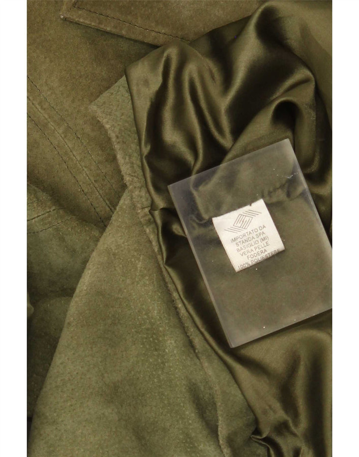 Vintage damska marynarka zapinana na 3 guziki IT 42, średnia skóra khaki