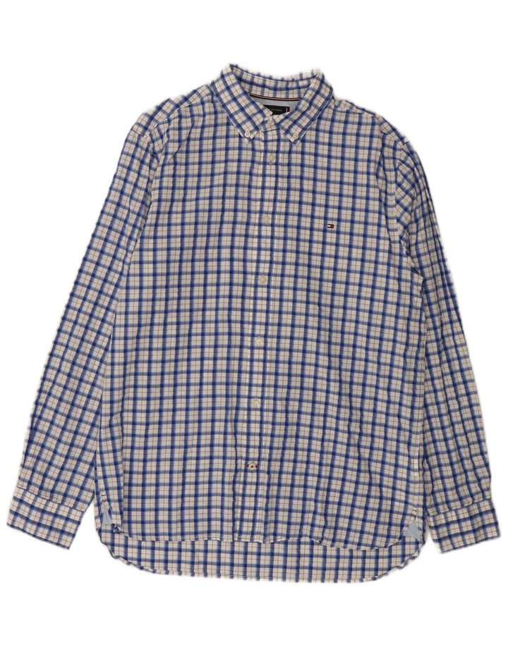 Męska koszula o regularnym kroju Tommy Hilfiger, duża, niebieska bawełniana krata
