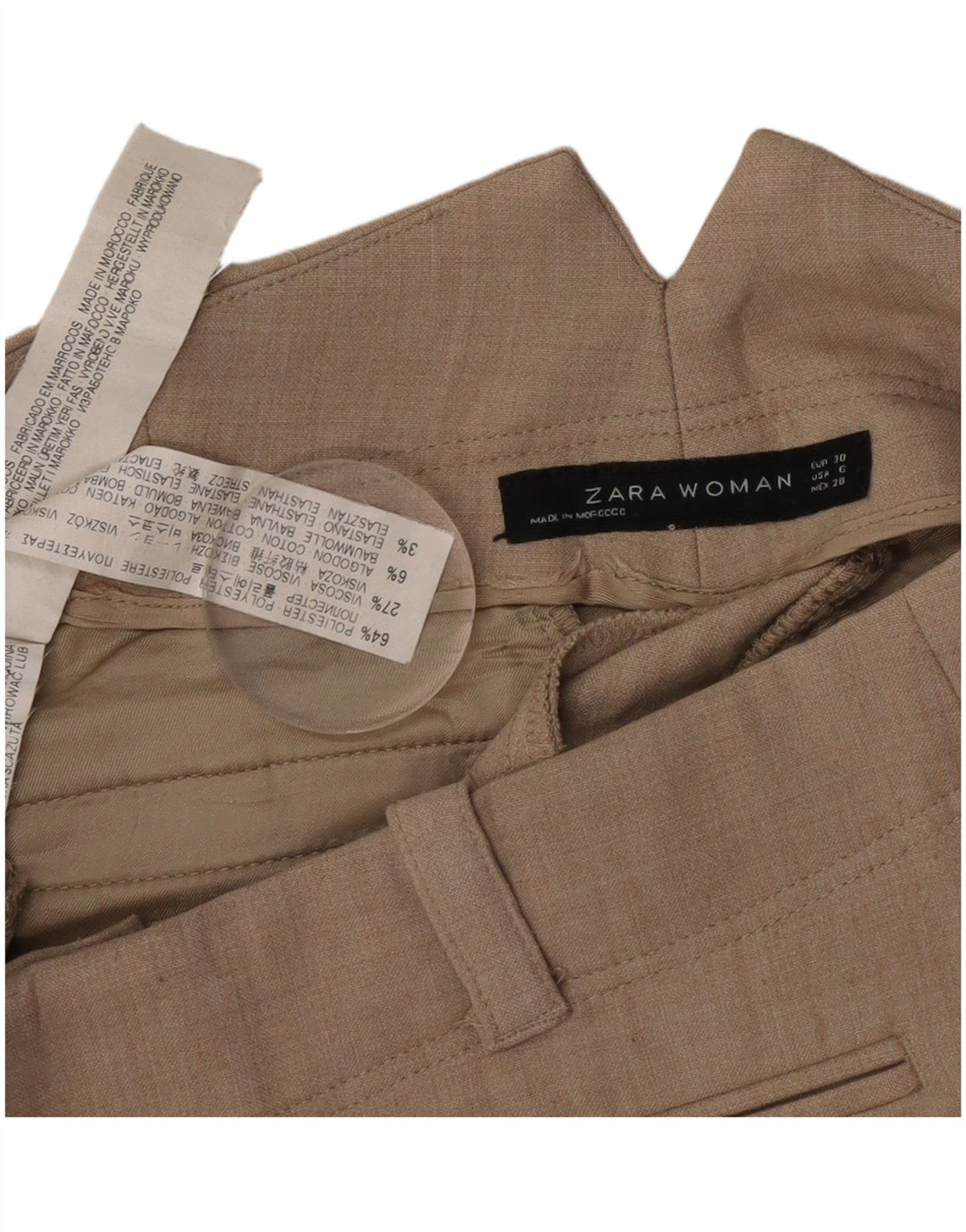 Damskie proste spodnie garniturowe Zara EU 38 Small W28 L29 Szary poliester