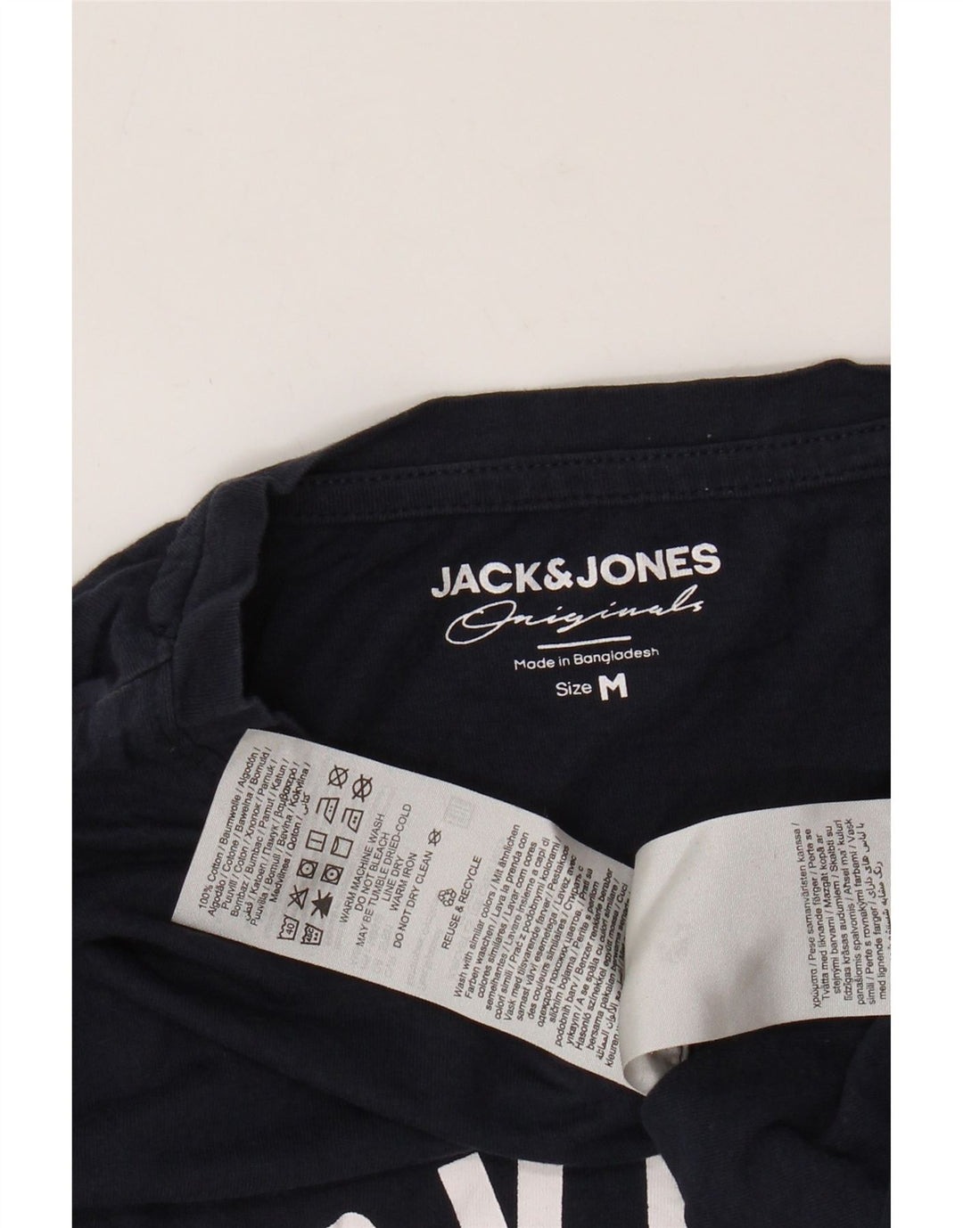 Męski top graficzny JACK & JONES z długim rękawem, średni, granatowy, bawełniany