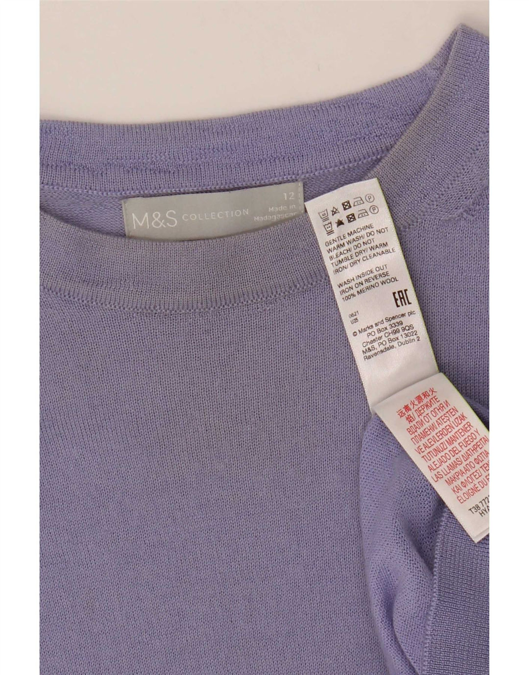 Marks & Spencer Damski sweter z dekoltem w łódkę, UK 12, średni niebieski