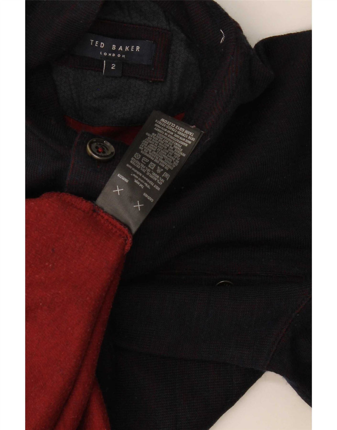 Męski sweter zapinany na guziki Ted Baker, rozmiar 2, mały, granatowy, nowoczesny