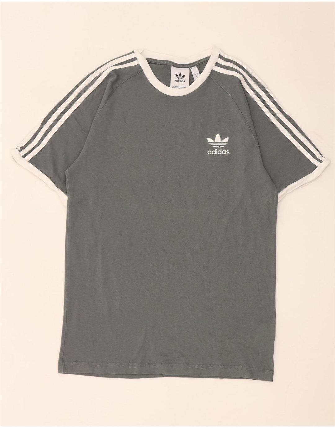 Adidas Męska koszulka Top, mała, szara, bawełniana z blokami kolorów