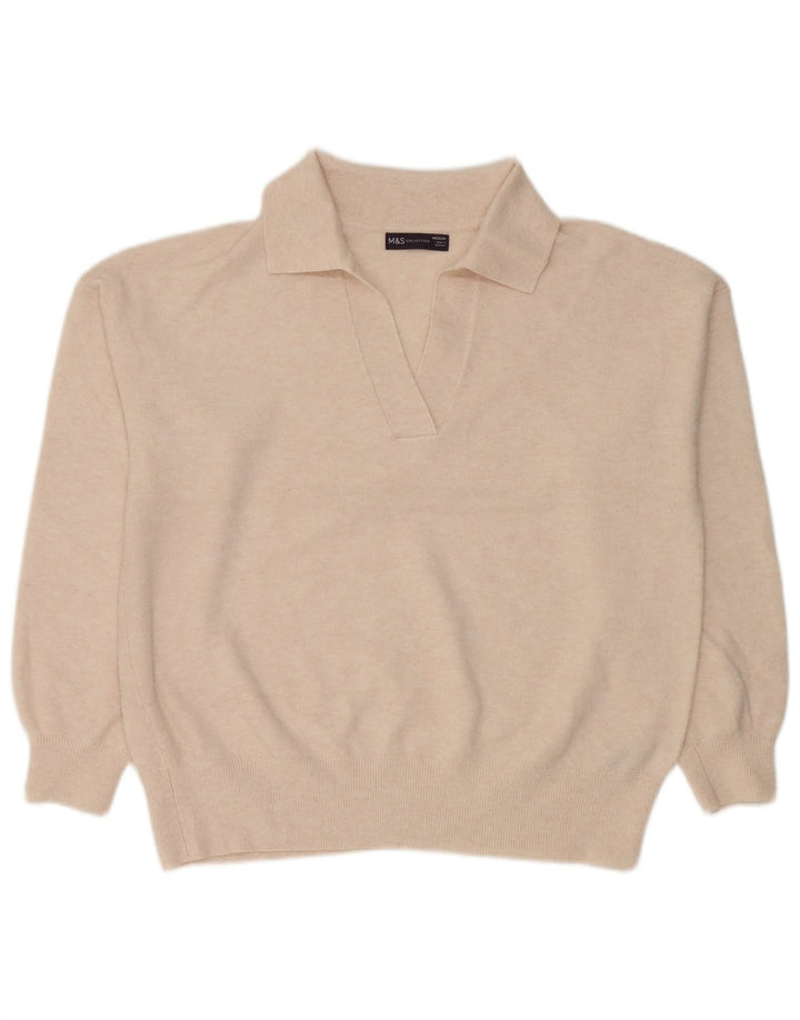 Damski sweter polo Marks & Spencer UK 14, średni złamanej bieli