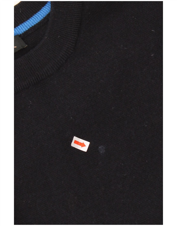 Damski sweter z okrągłym dekoltem Jaeger UK 16, duża czarna wełna