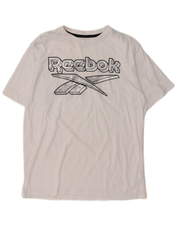 Męska koszulka z grafiką Reebok Top, średnia, biała bawełna