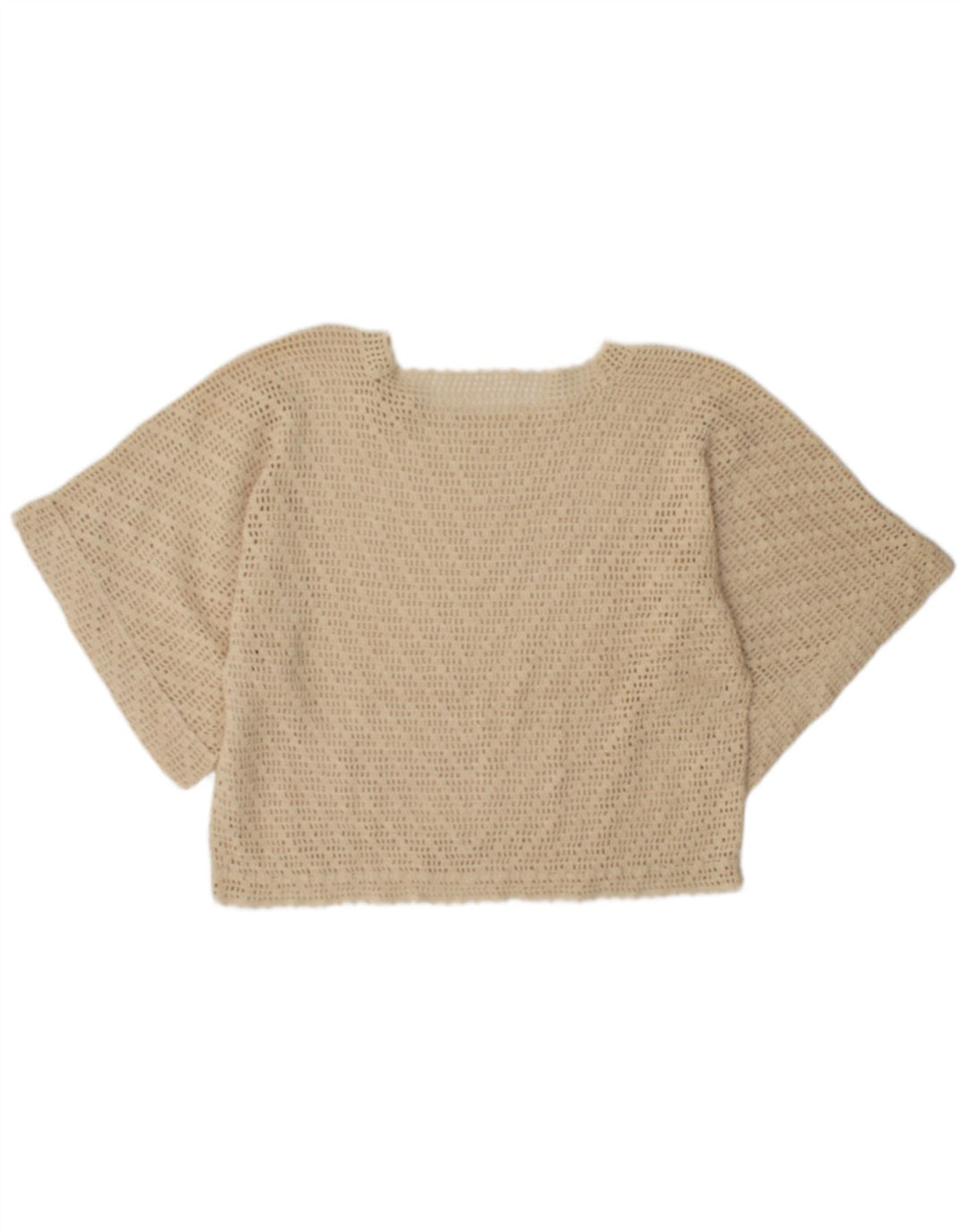 Vintage damski top Batwing prześwitujący UK 16, duży, beżowy
