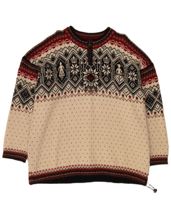 Męski sweter z zamkiem błyskawicznym DALE OF NORWAY XL w kolorze złamanej bieli Fair Isle