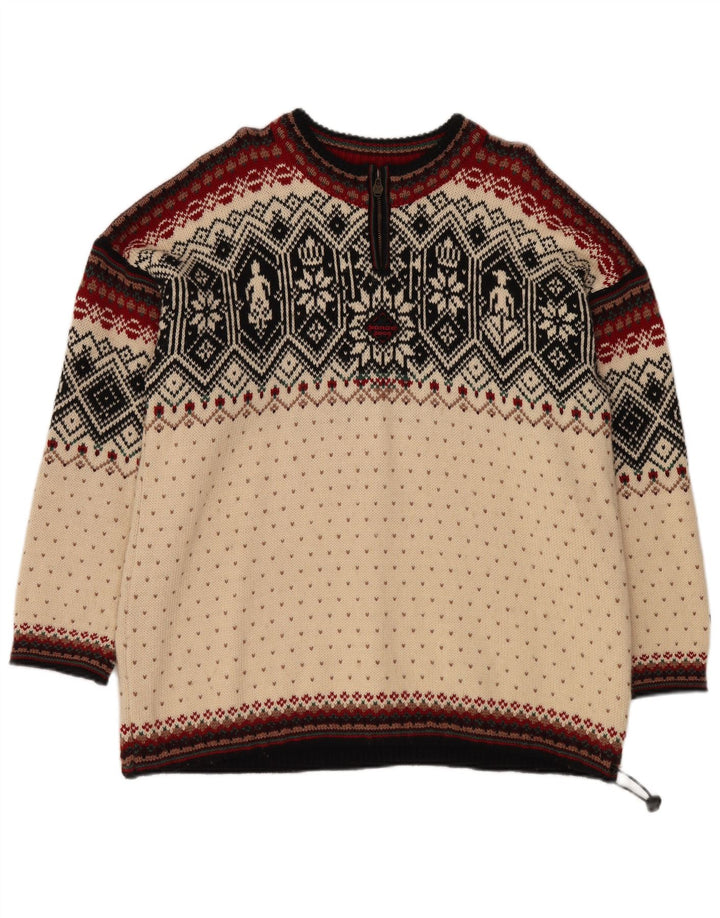 Męski sweter z zamkiem błyskawicznym DALE OF NORWAY XL w kolorze złamanej bieli Fair Isle
