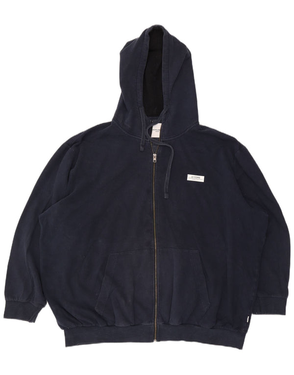 Męski sweter Jack & Jones z grafiką i zamkiem błyskawicznym, 3XL, granatowy, bawełniany