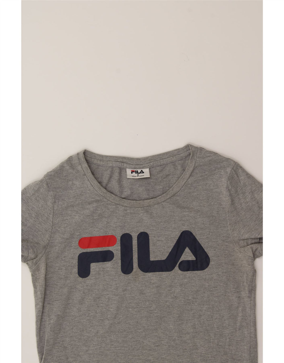 FILA Womens Graphic T-Shirt Top UK 8 Small Grey Polyester Vintage Fila and Second-Hand Fila from Messina Hembry 