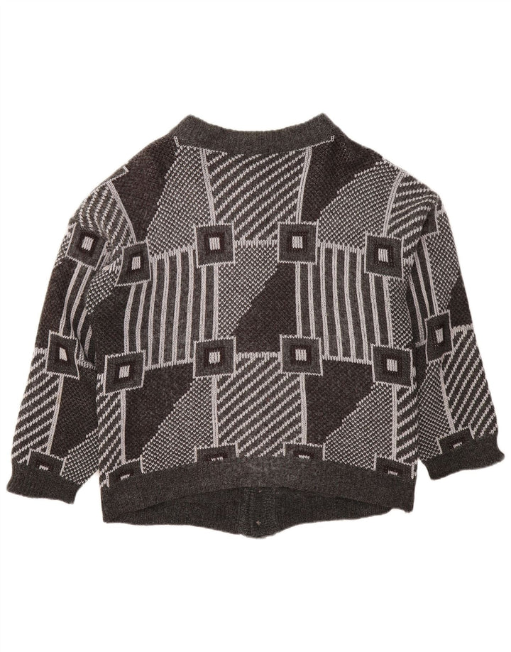 Damski sweter oversize VINTAGE UK 18 XL, szary, geometryczny