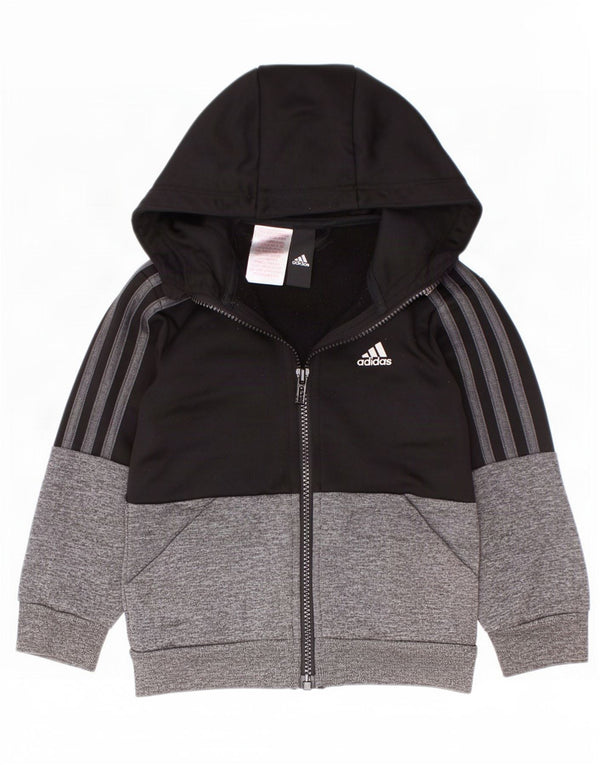Chłopięcy sweter Adidas z kapturem i zamkiem błyskawicznym 2-3 lata, kolor czarny