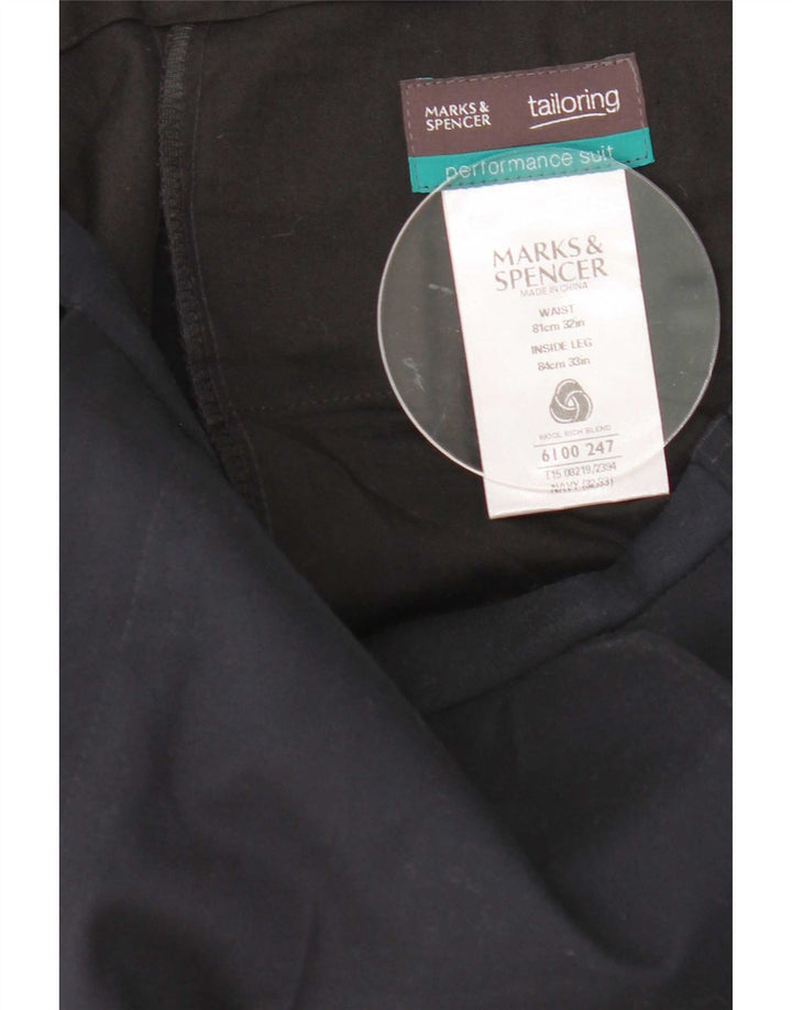 Damskie spodnie garniturowe Marks & Spencer W32 L33 Granatowo-wełniane