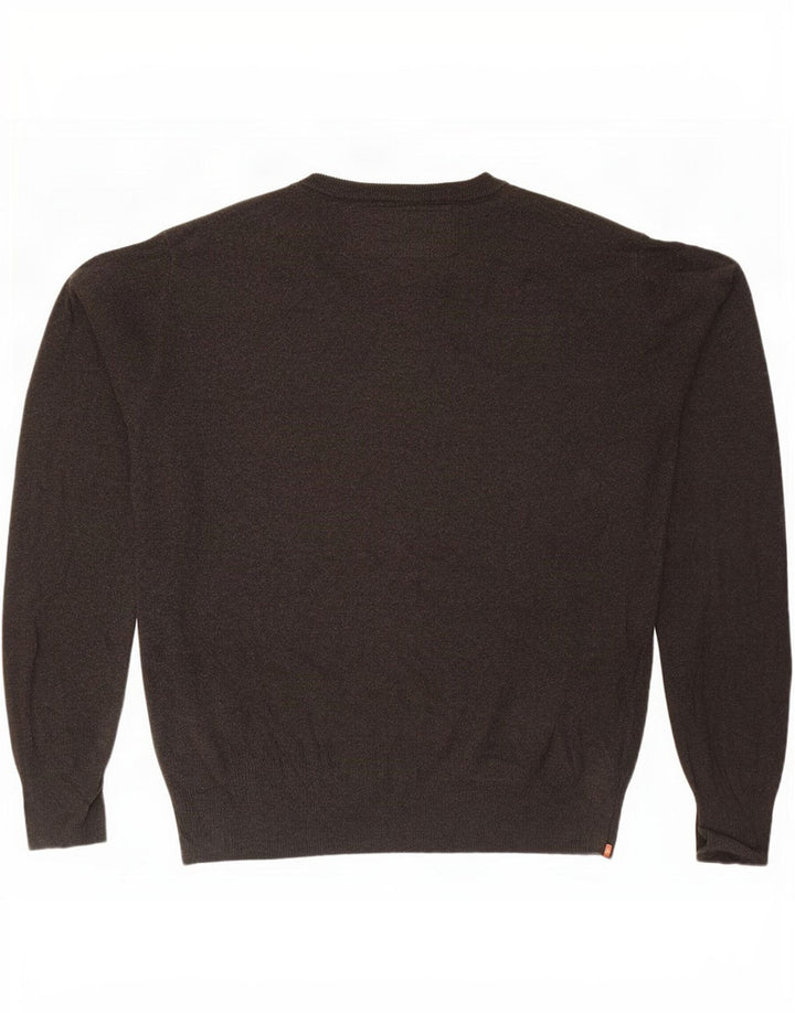 Męski sweter Superdry z okrągłym dekoltem, duży, brązowy, bawełniany