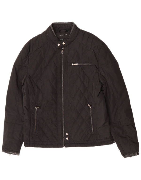 Męska pikowana kurtka Zara UK 40, duża, czarna, poliestrowa