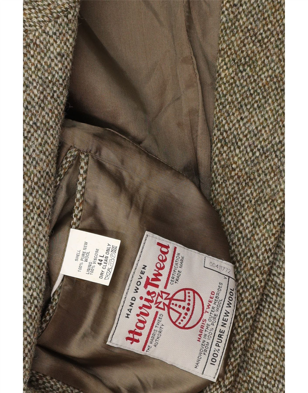 HARRIS TWEED Męska marynarka zapinana na 2 guziki UK 44 2XL Wełna khaki