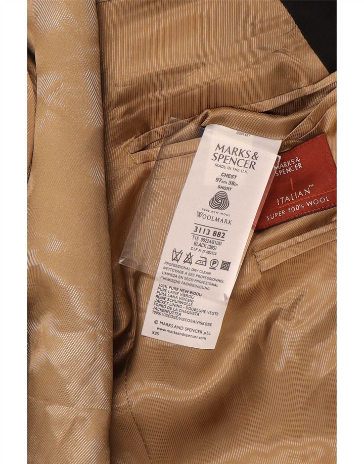 Marks & Spencer Męska marynarka zapinana na 1 guzik UK 38 Średnia czarna wełna
