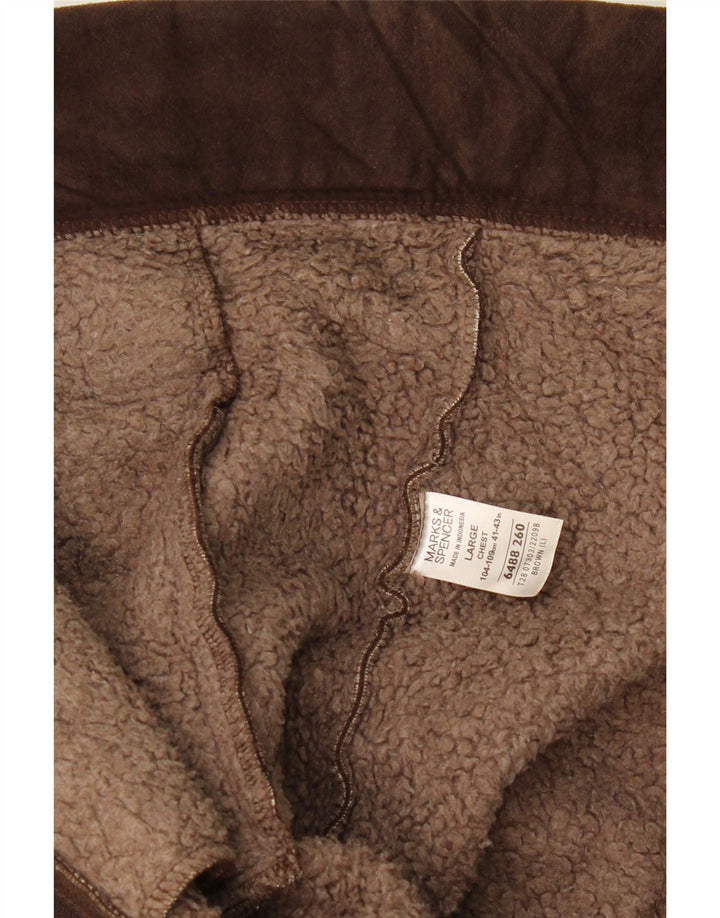 MARKS & SPENCER Męska kurtka Sherpa UK 41/43, duży, brązowy poliester