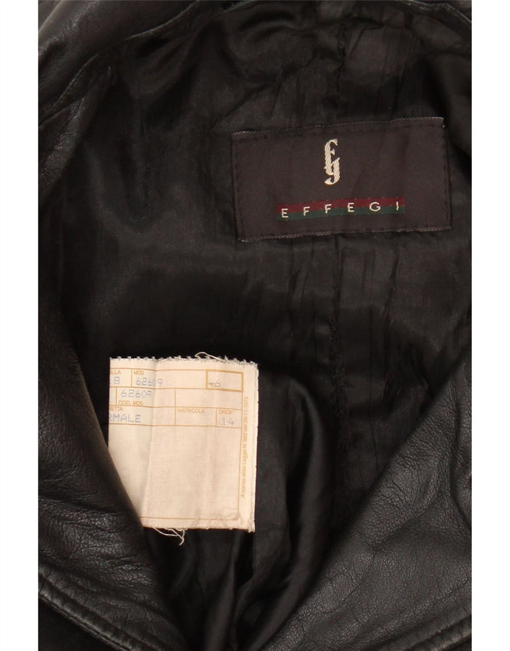 EFFEGI Womens Leather Coat IT 46 Large Black Leather Vintage Effegi and Second-Hand Effegi from Messina Hembry 