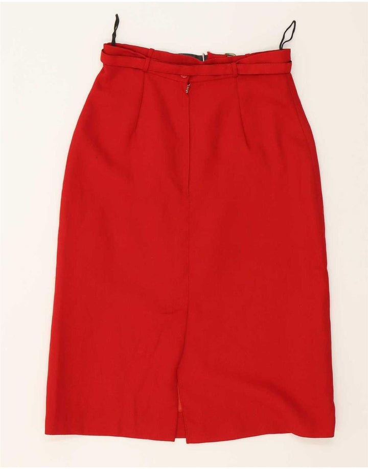 Vintage damski zestaw spódnic zapinanych na 5 guzików, UK 12 Medium W28, czerwony poliester