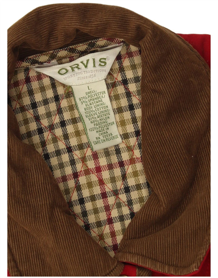 Damska pikowana kurtka oversize Orvis UK 16, duża, czerwona, poliester